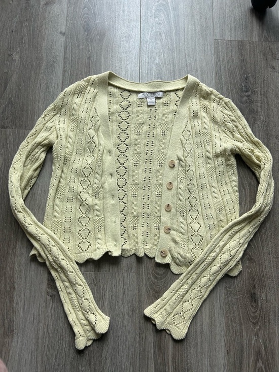 Amisu Sweaters - Amisu Openwork Cable Knit Button Cardigan Size XS- S